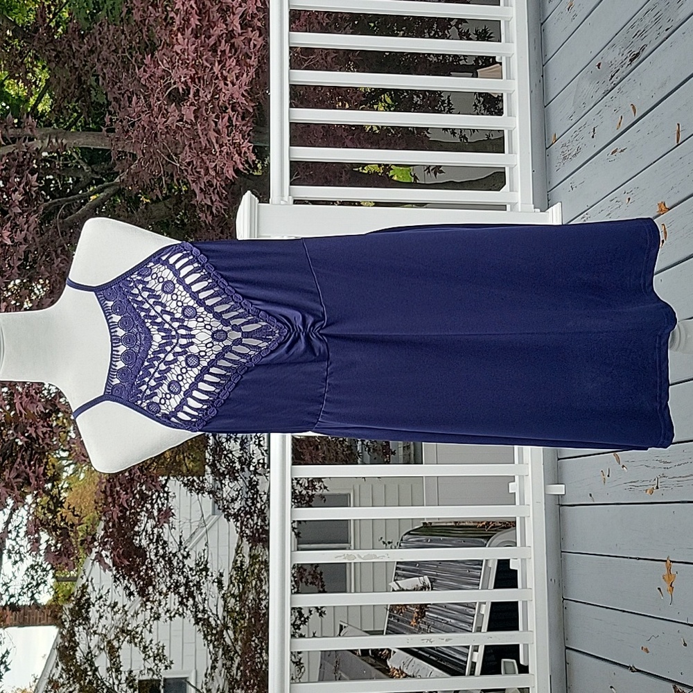 Black Friday Sale:NWOT, Navy Blue Crochet Slip Dress